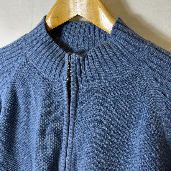 Woolrich Medium Blue Cotton Textured Knit 1/2 Zip Mockneck Sweater Size XL - Picture 3 of 13
